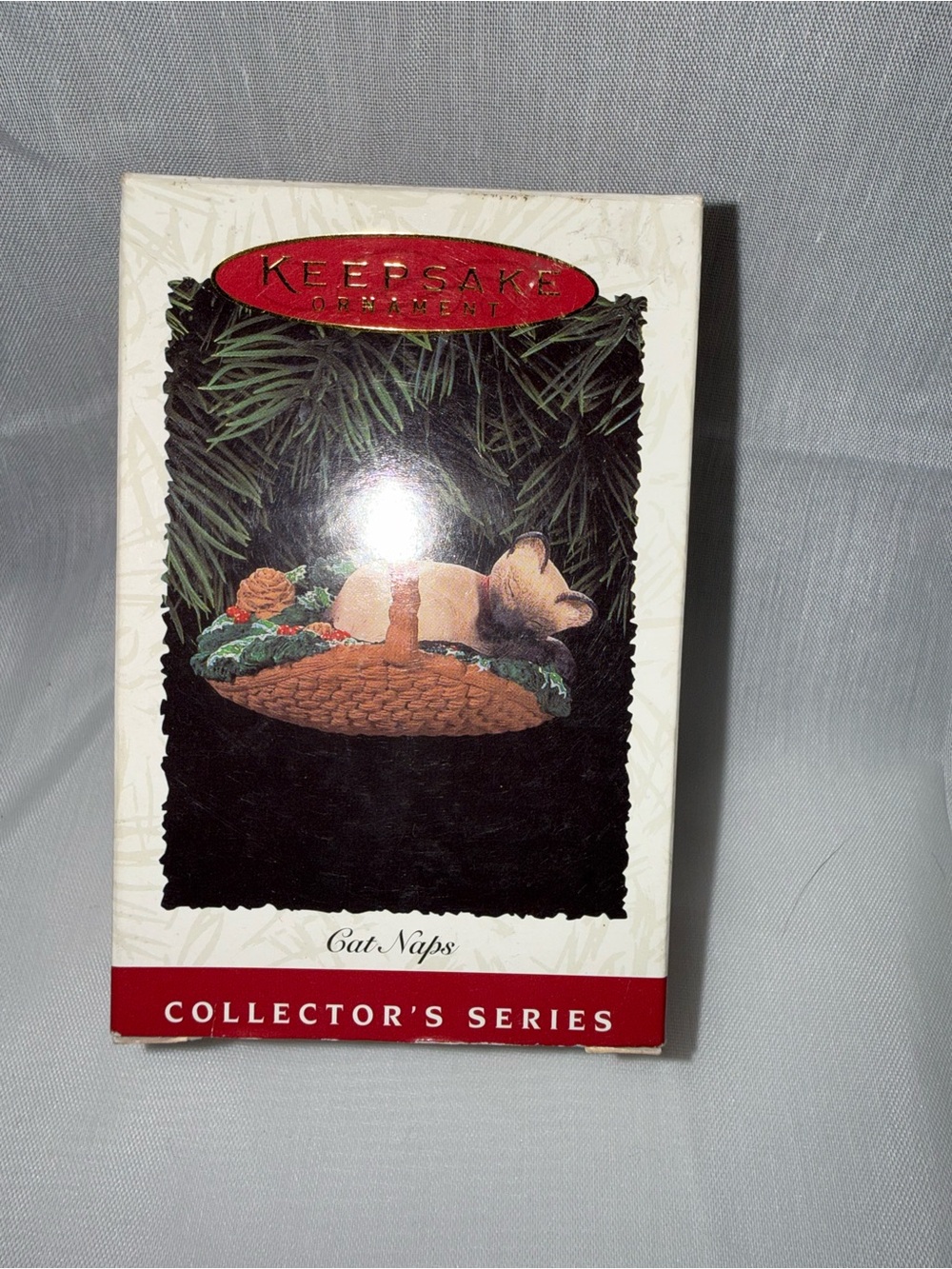Hallmark Keepsake Ornament Cat Naps - Red, White, Green, Brown